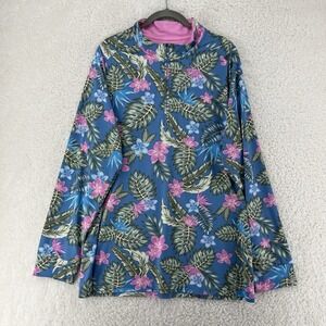 Birdie Bound 1/4 Zip Performance Pullover Men's Large Long Sleeve Golf Floral